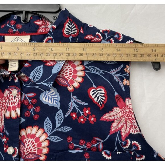St Johns Bay Navy Red Floral Tank Top Button Women's Size 2XL NWT Pocket Vintage - Picture 9 of 11
